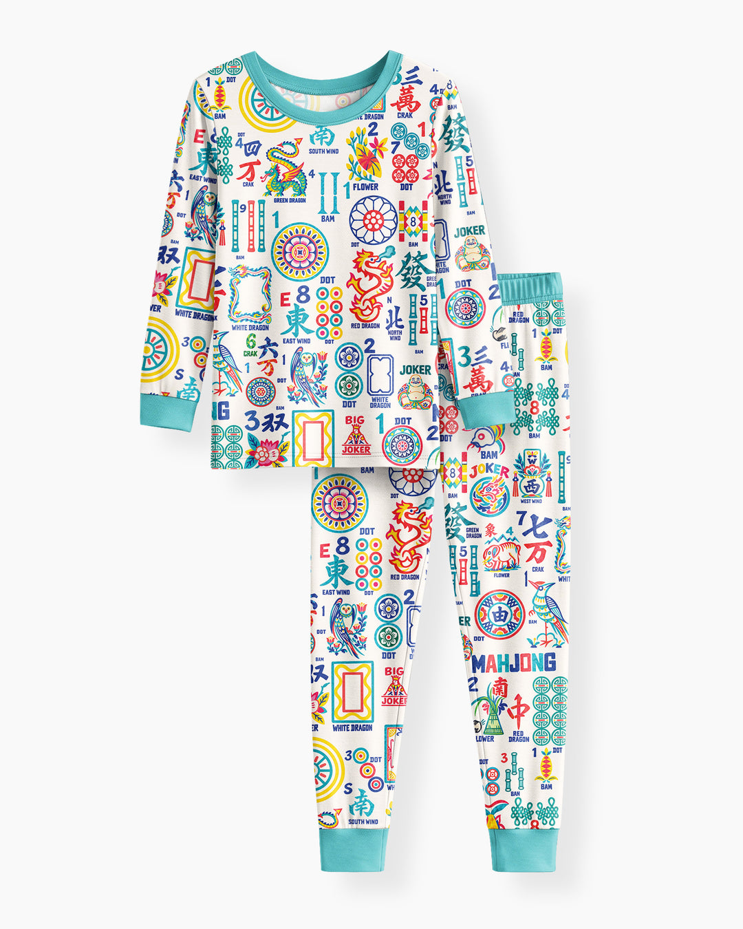 Mahjong Time Family Matching Bamboo Two Piece Long Sleeve Pajama Set