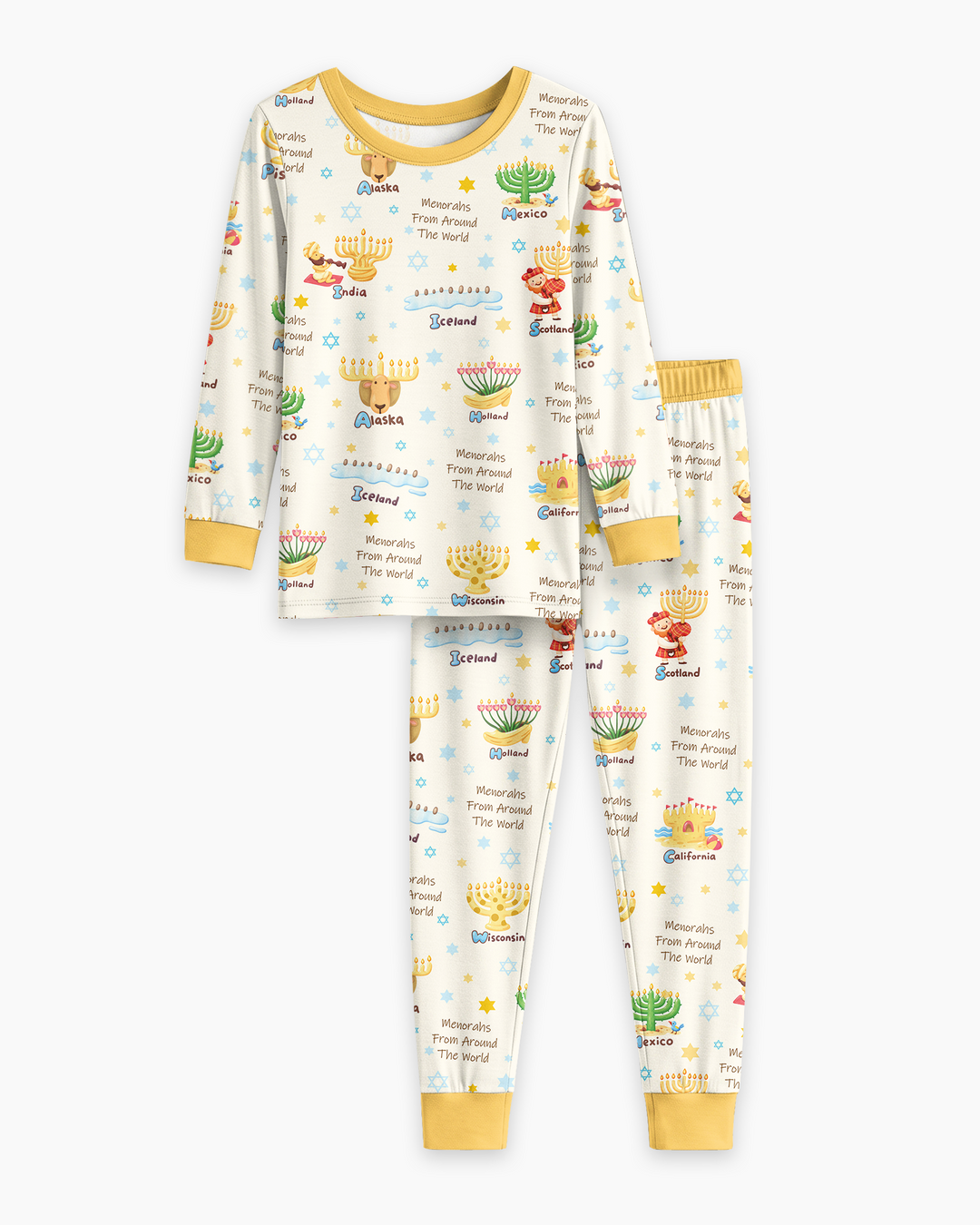 Menorahs From Around The World Bamboo Two Piece Long Sleeve Pajama Set