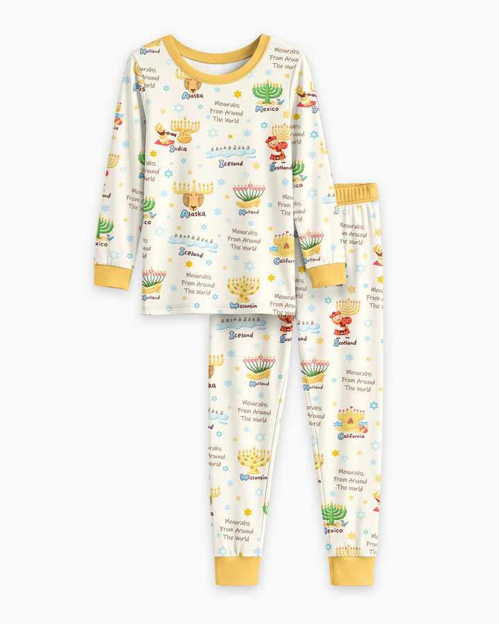 Menorahs From Around The World Bamboo Two Piece Long Sleeve Pajama Set