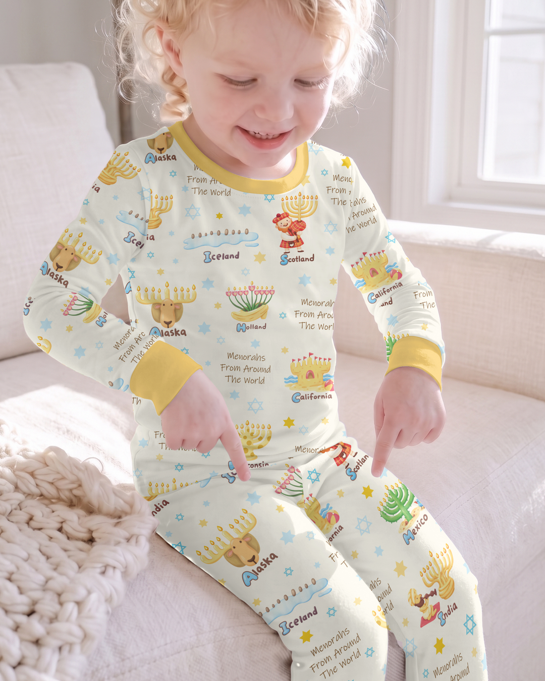 Menorahs From Around The World Bamboo Two Piece Long Sleeve Pajama Set