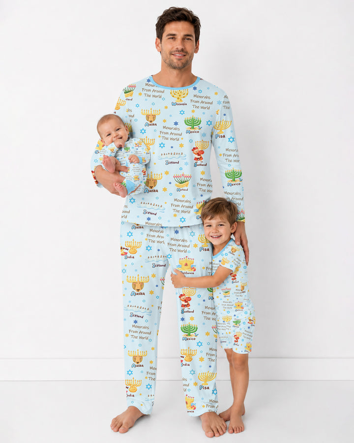 Menorahs From Around The World Bamboo Men's Pajama Set