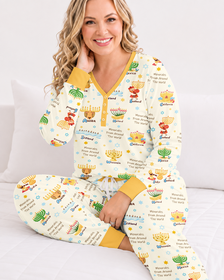 Menorahs From Around The World Bamboo Women Pajama Set