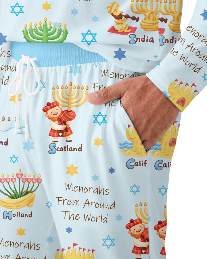 Menorahs From Around The World Bamboo Men's Pajama Set