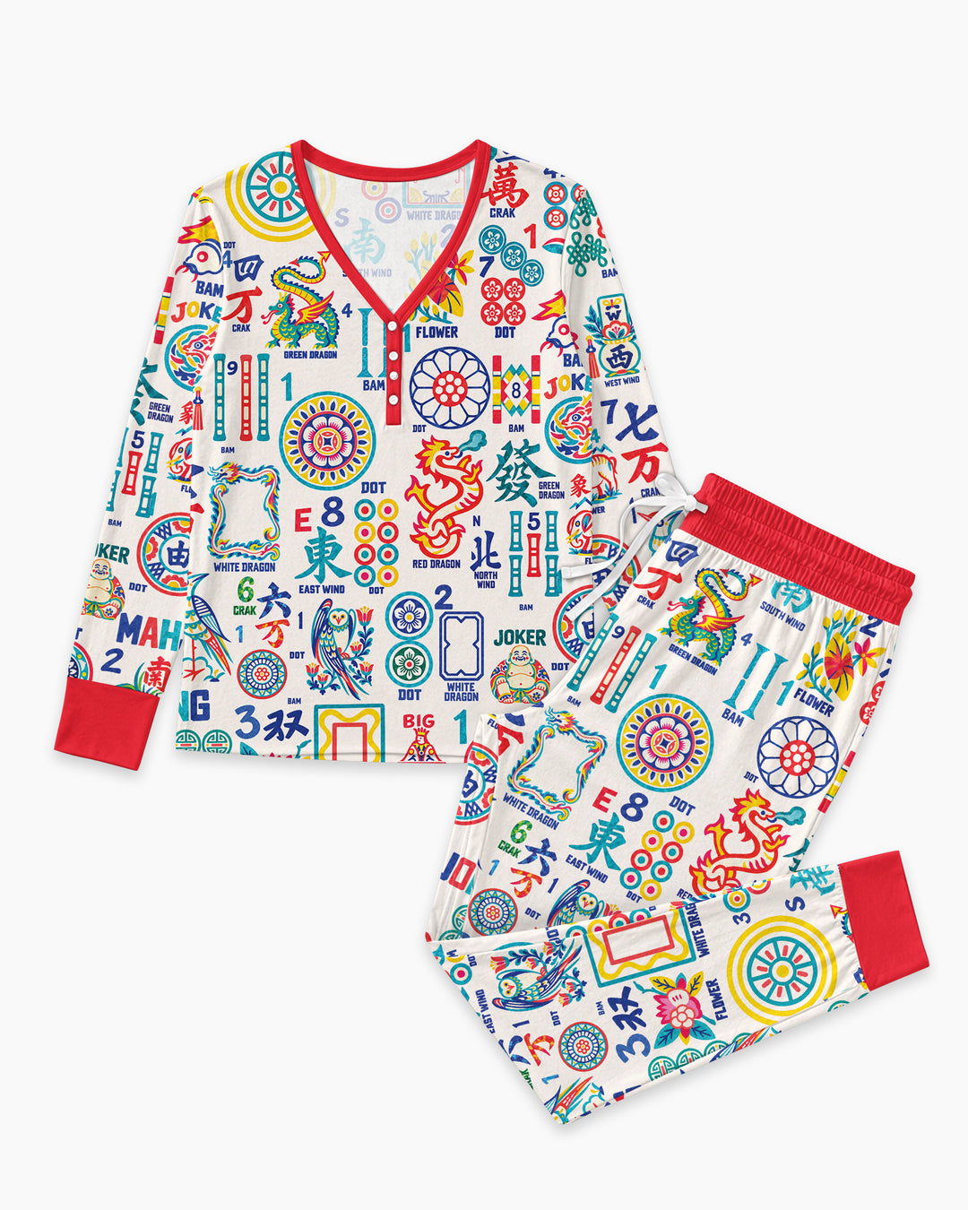 Mahjong Time Family Matching Bamboo Women Pajama Set