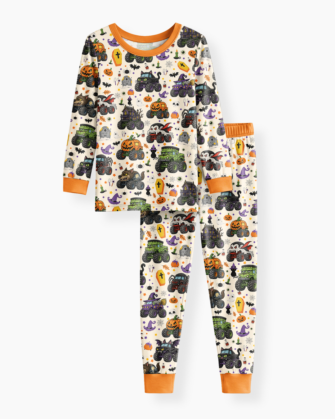 Spooky Monster Truck Bamboo Two Piece Long Sleeve Pajama Set