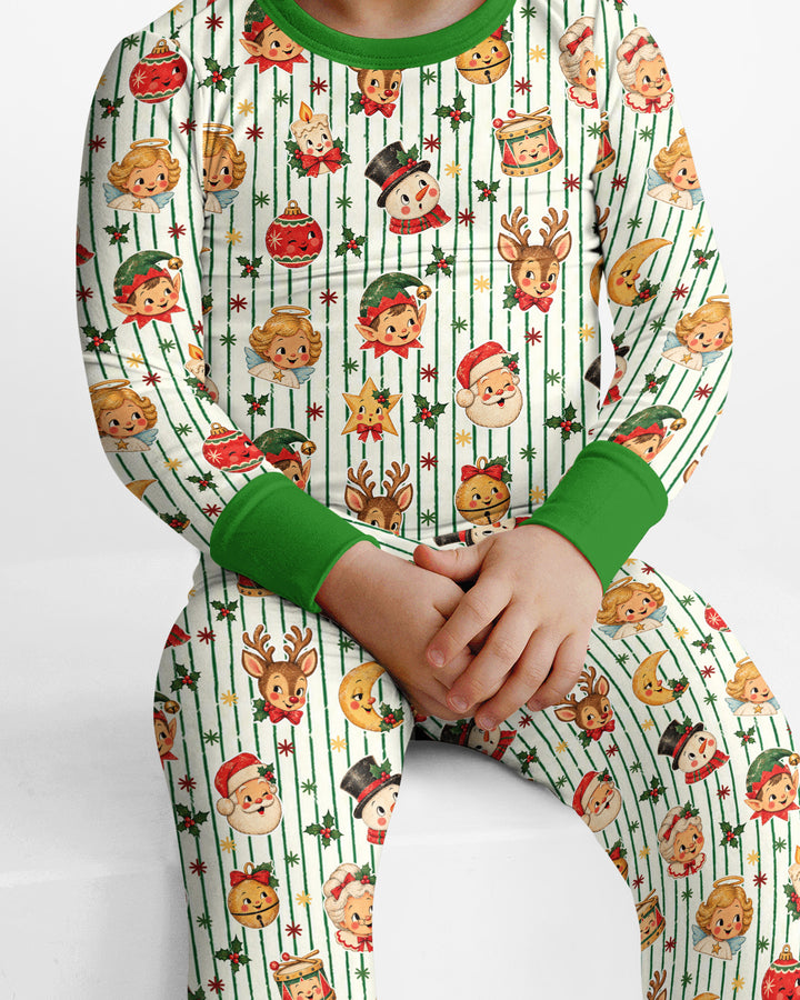 Vintage Christmas Bamboo Two Piece Long Sleeve Pajama Set