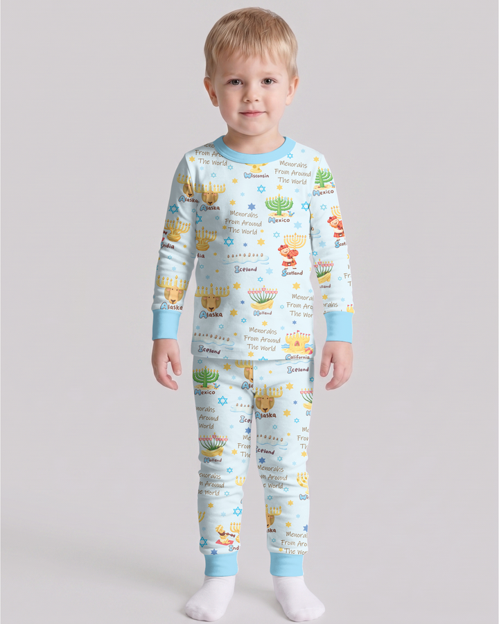 Menorahs From Around The World Bamboo Two Piece Long Sleeve Pajama Set