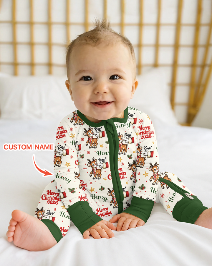 Custom Name Reindeer Santa Boop Bamboo Convertible Zippy