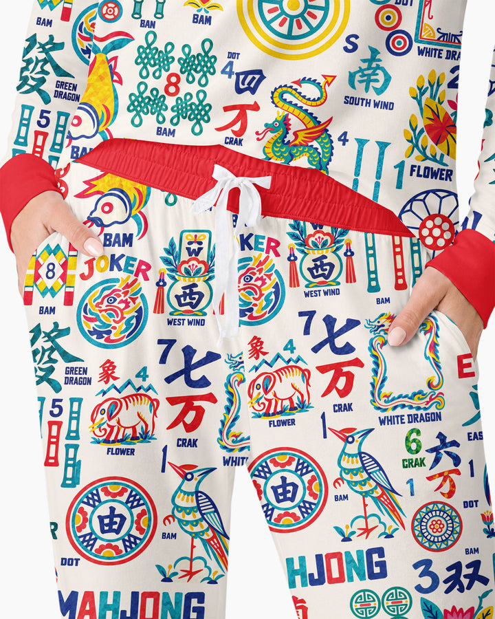 Mahjong Time Family Matching Bamboo Women Pajama Set