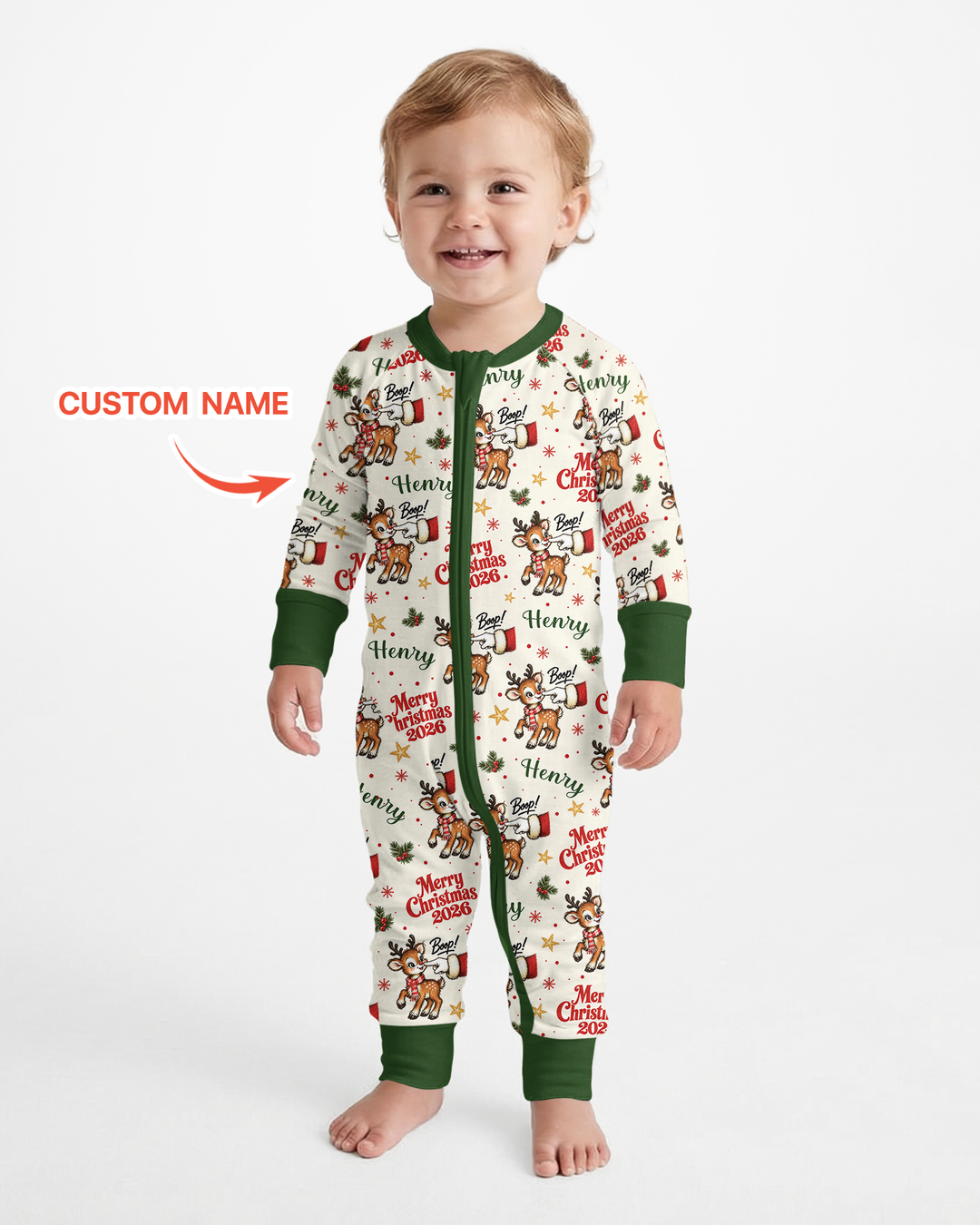 Custom Name Reindeer Santa Boop Bamboo Convertible Zippy