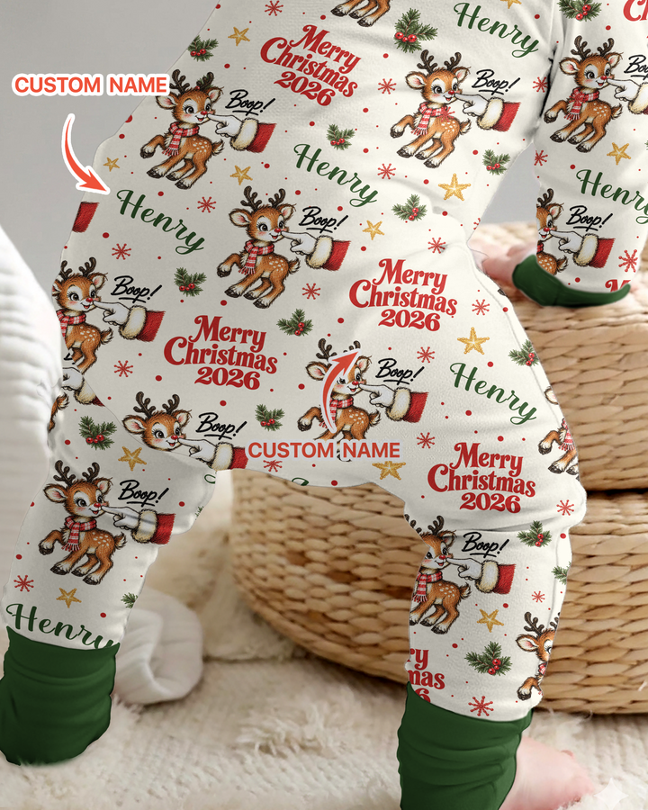 Custom Name Reindeer Santa Boop Bamboo Convertible Zippy