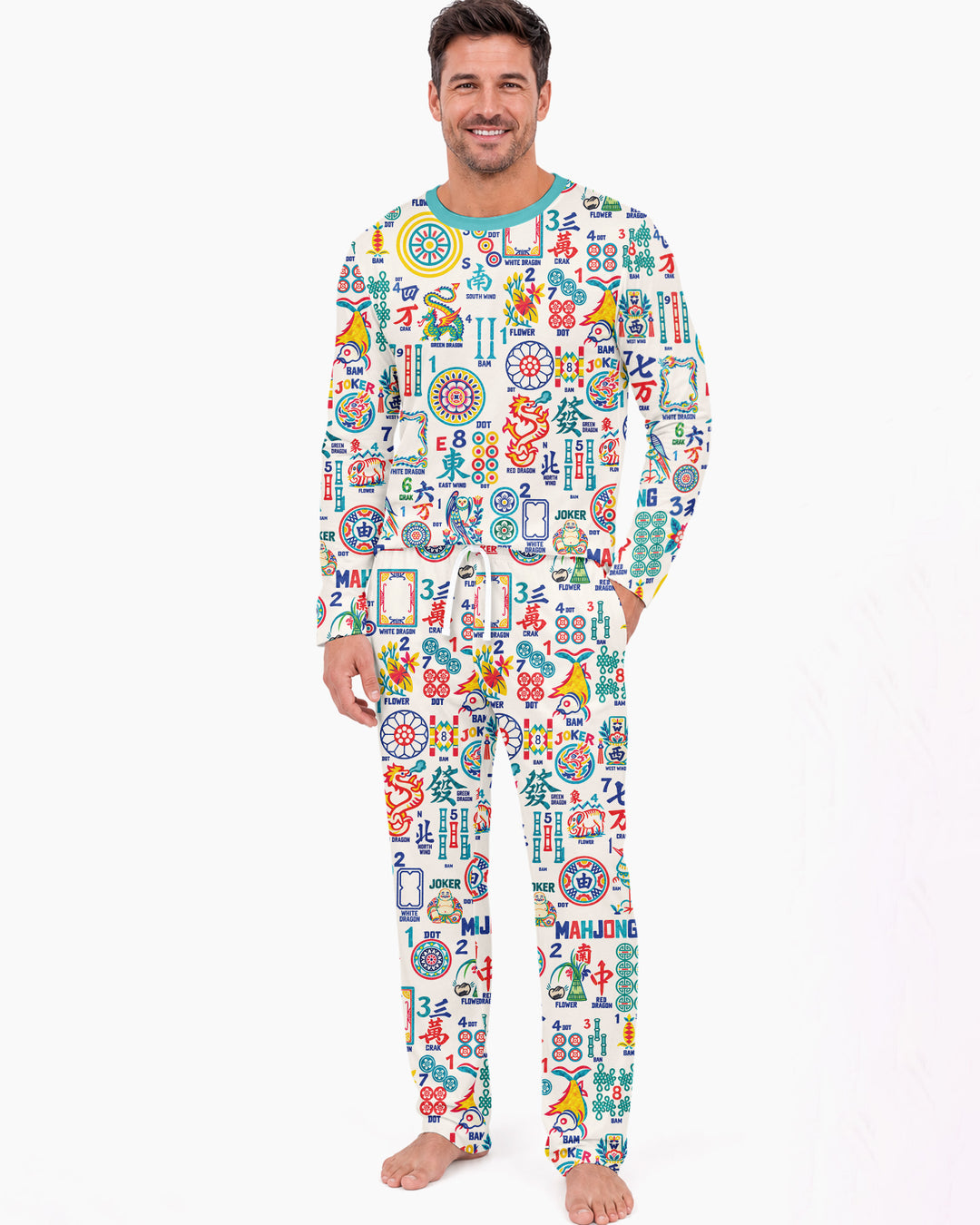 Mahjong Time Family Matching Bamboo Men's Pajama Set