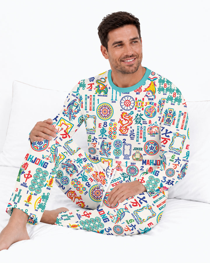Mahjong Time Family Matching Bamboo Men's Pajama Set