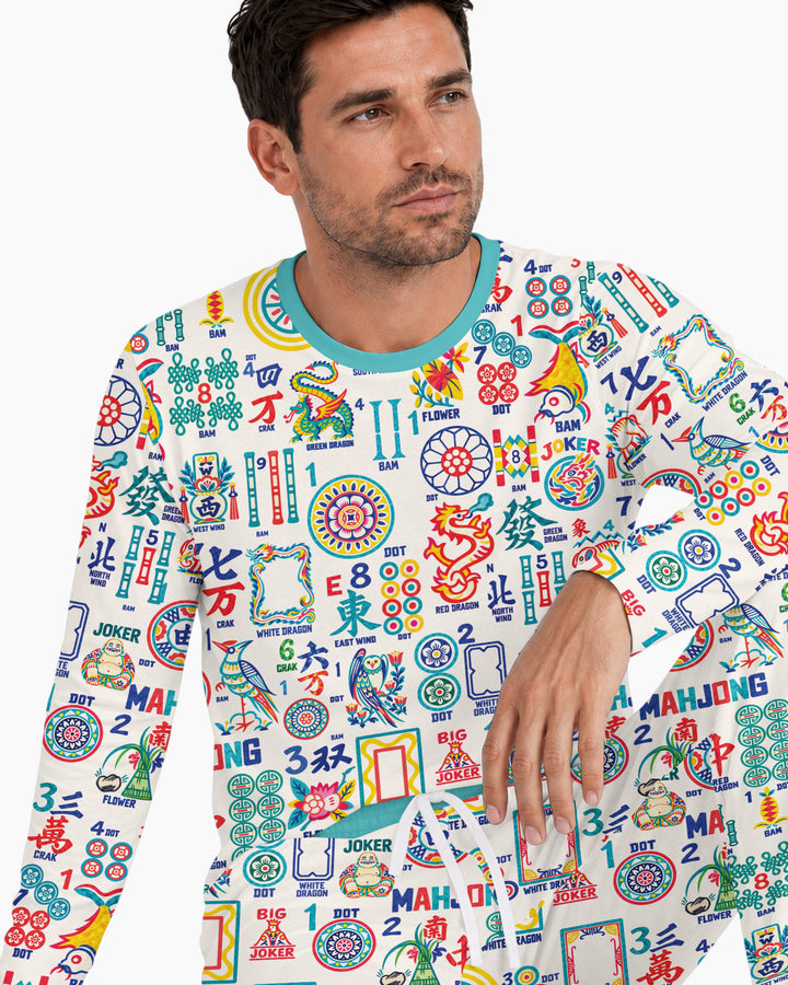 Mahjong Time Family Matching Bamboo Men's Pajama Set