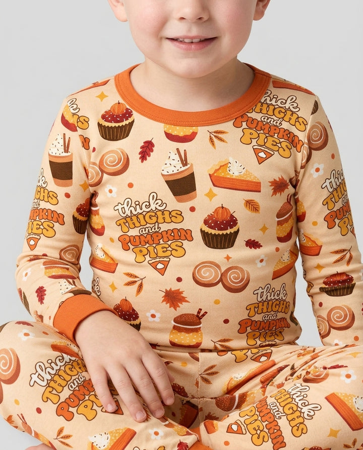 Thick Thighs and Pumpkin Pies Bamboo Two Piece Long Sleeve Pajama Set