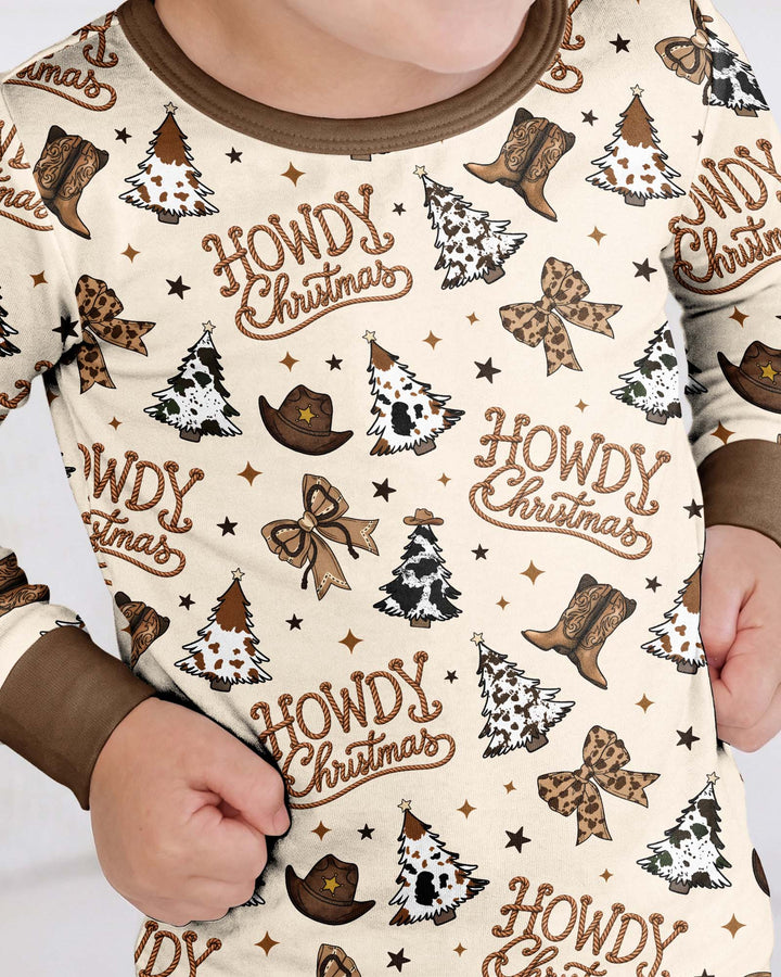 Coquette Western Howdy Christmas Bamboo Two Piece Long Sleeve Pajama Set