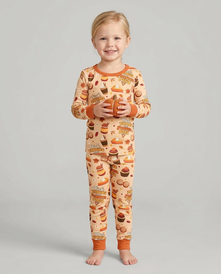 Thick Thighs and Pumpkin Pies Bamboo Two Piece Long Sleeve Pajama Set