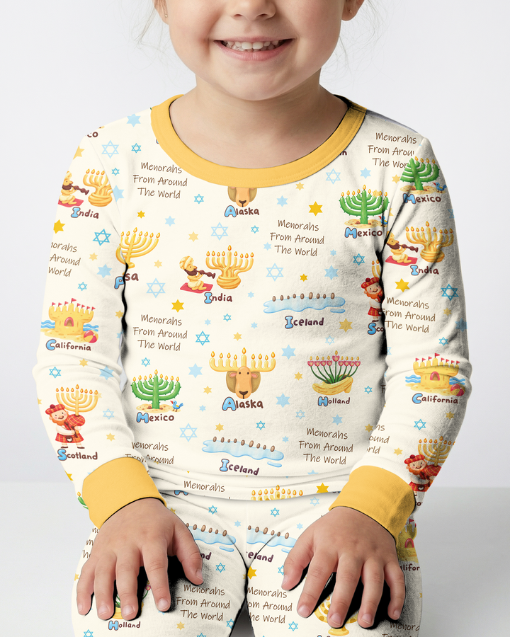 Menorahs From Around The World Bamboo Two Piece Long Sleeve Pajama Set