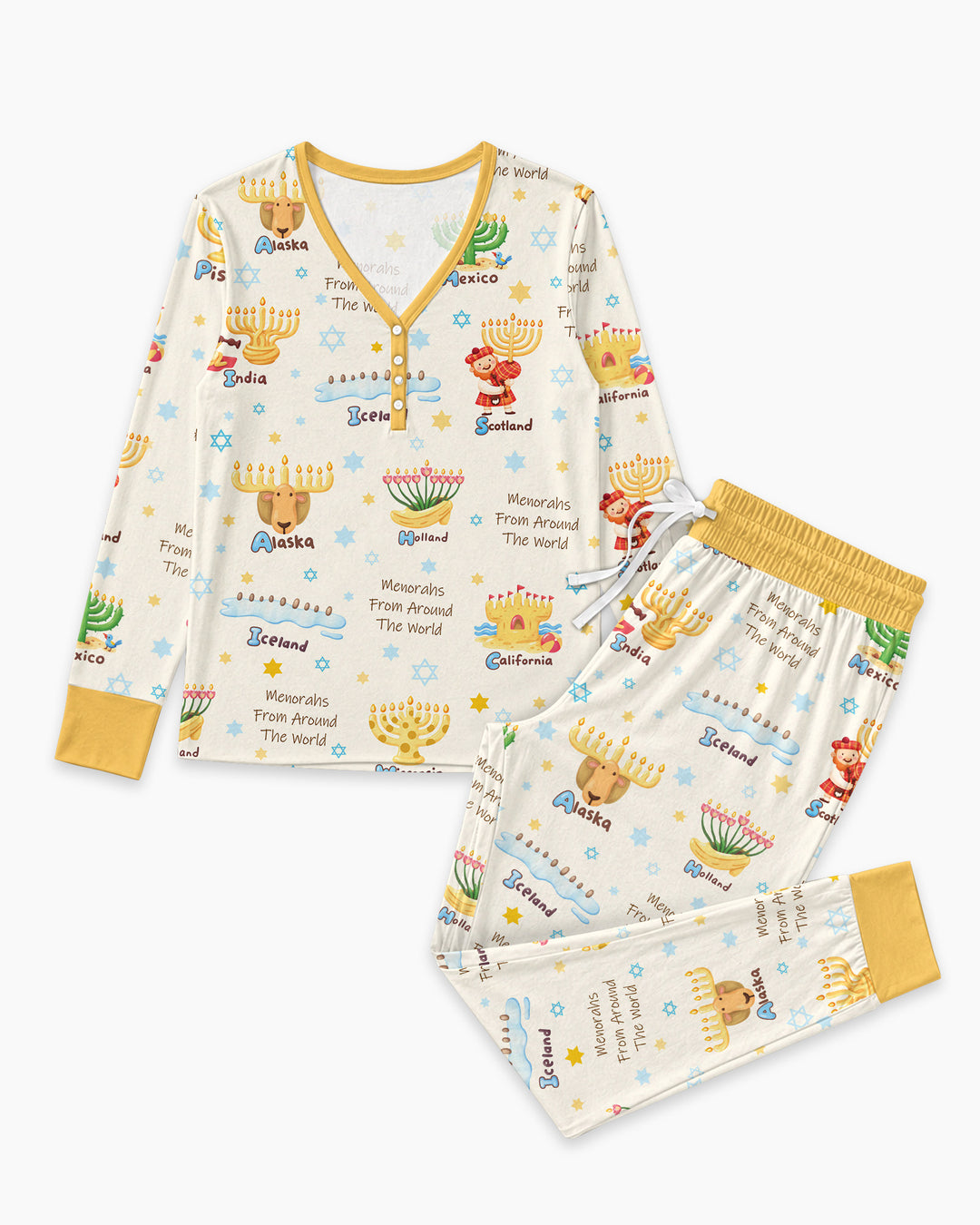 Menorahs From Around The World Bamboo Women Pajama Set