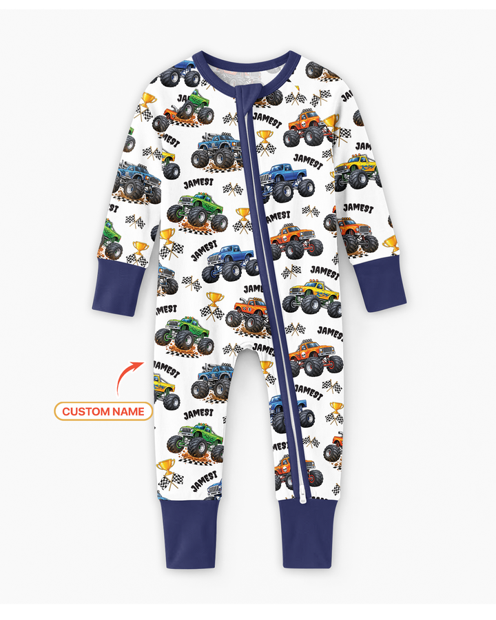 Custom Name Monster Trucks Bamboo Convertible Zippy