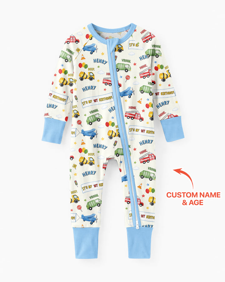 Personalized Transportation Birthday Bamboo Convertible Zippy