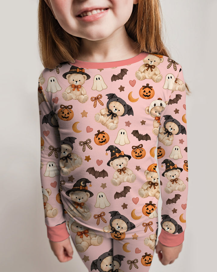 Cozy Coquette Teddy Bear Halloween Bamboo Two Piece Long Sleeve Pajama Set