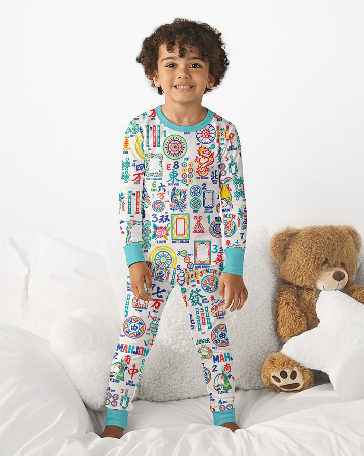 Mahjong Time Family Matching Bamboo Two Piece Long Sleeve Pajama Set
