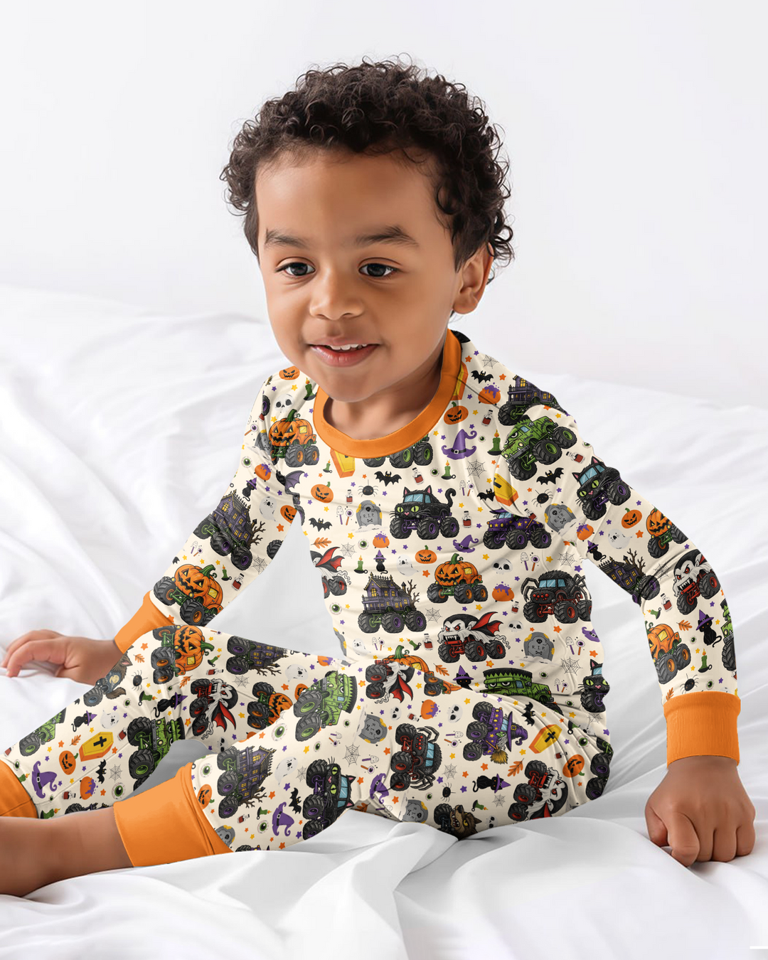 Spooky Monster Truck Bamboo Two Piece Long Sleeve Pajama Set