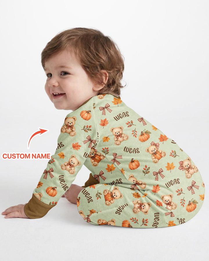 Fall Gingham Bow Teddy Bear Bamboo Convertible Zippy