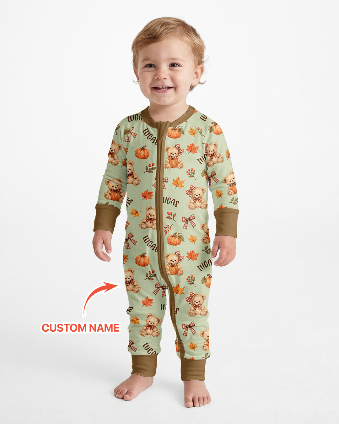 Fall Gingham Bow Teddy Bear Bamboo Convertible Zippy