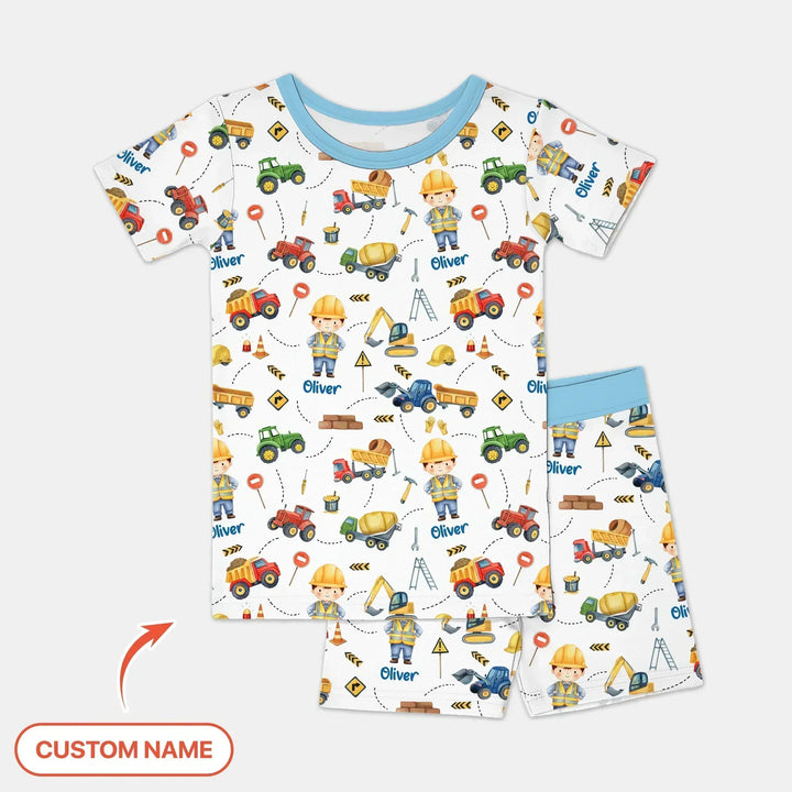 Custom Character Little Digger Adventures Bamboo Two Piece Short Sleeve Shorts Pajama Set