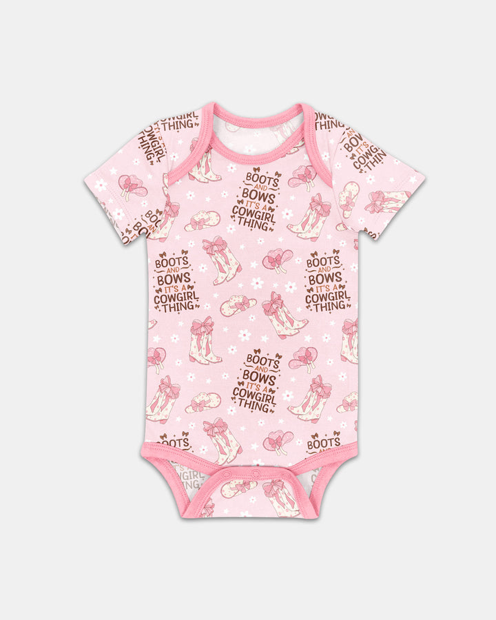 Western Cowgirl Boots And Bows Bamboo Bodysuit
