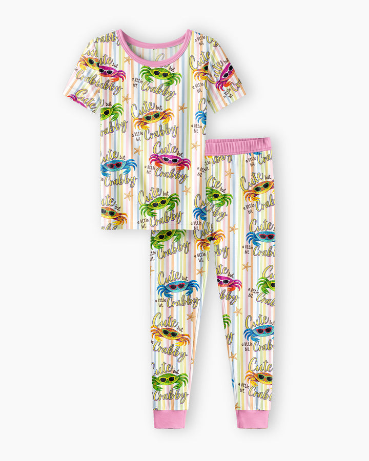 Cute But A Little Bit Crabby Bamboo Two Piece Short Sleeve Pajama Set