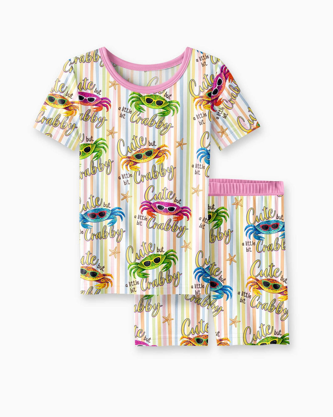 Cute But A Little Bit Crabby Bamboo Two Piece Short Sleeve Shorts Pajama Set