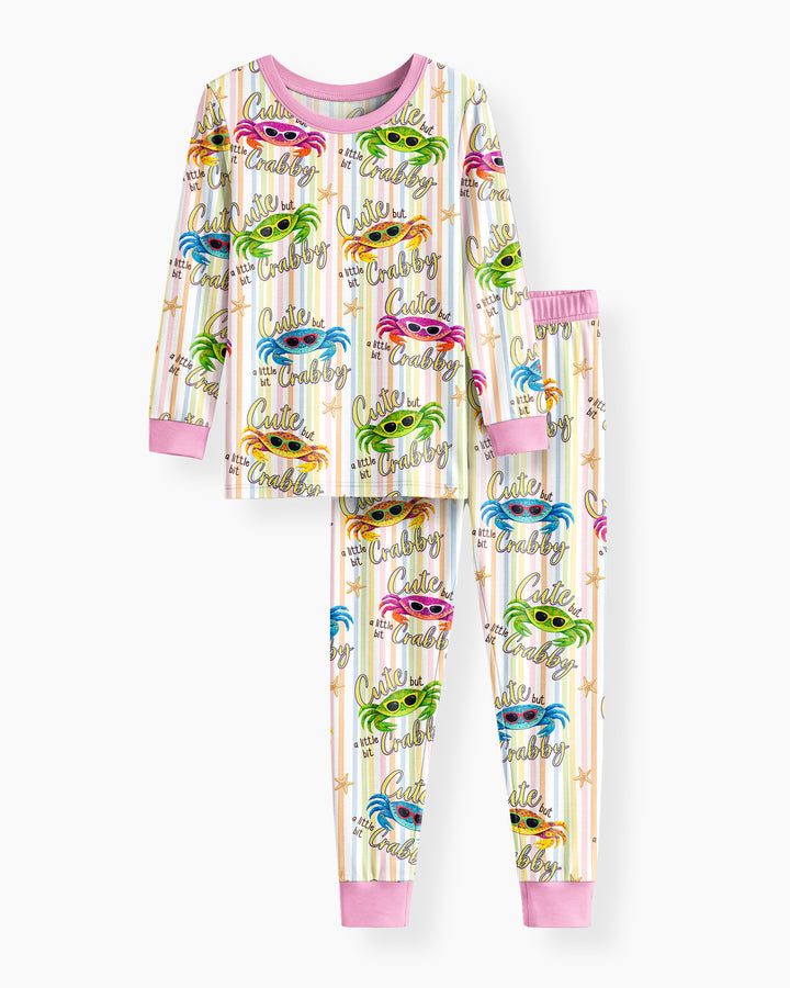 Cute But A Little Bit Crabby Bamboo Two Piece Long Sleeve Pajama Set