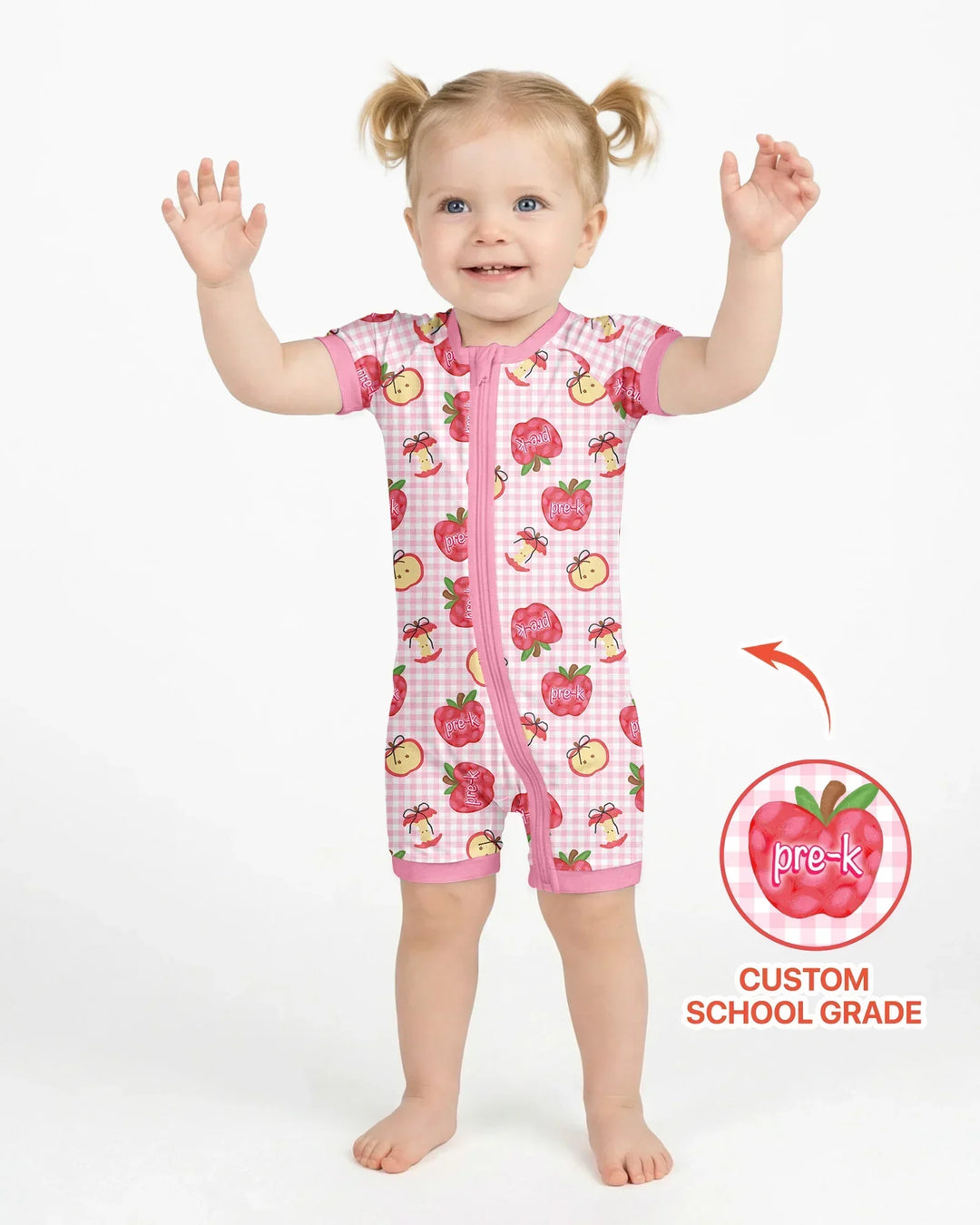 Custom School Grade Apple Days Bamboo Shorty Zippy