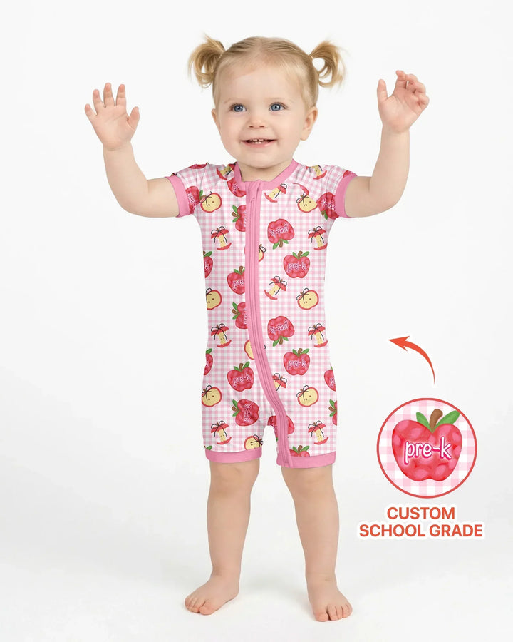 Custom School Grade Apple Days Bamboo Shorty Zippy