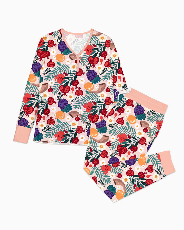 Pomegranate Blessings Night Family Matching Bamboo Women Pajama Set