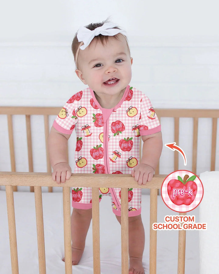 Custom School Grade Apple Days Bamboo Shorty Zippy