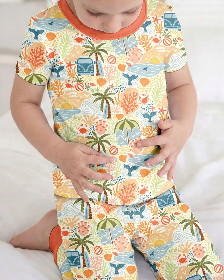Beachy Boho Bamboo Two Piece Short Sleeve Pajama Set