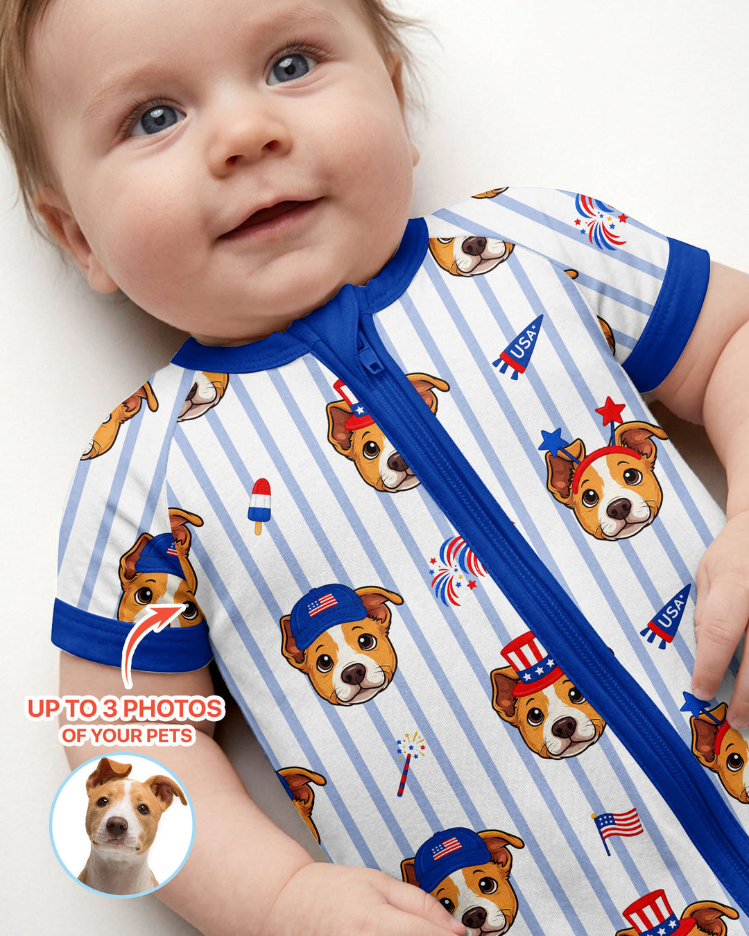Custom Pet Image 4th of July Family Matching Bamboo Convertible Zippy