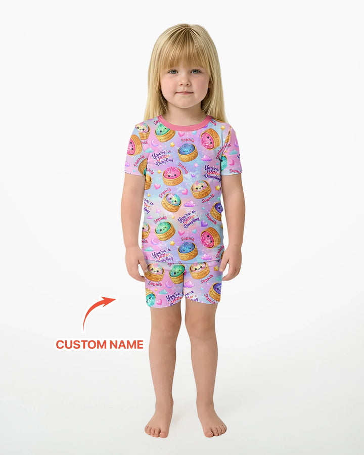 Custom Name You're A Glitter Dumpling Bamboo Two Piece Short Sleeve Shorts Pajama Set