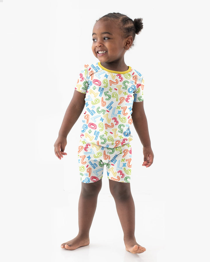 Math Doodles Bamboo Two Piece Short Sleeve Shorts Pajama Set