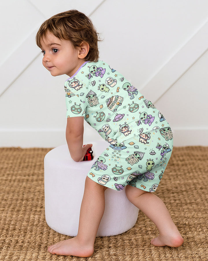 Little Alien Explorer Bamboo Two Piece Short Sleeve Shorts Pajama Set