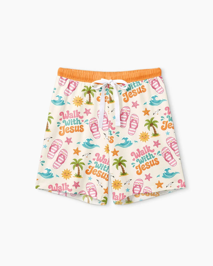 Groovy Summer Walk With Jesus Bamboo Women Short Sleeve Short Pajama Set