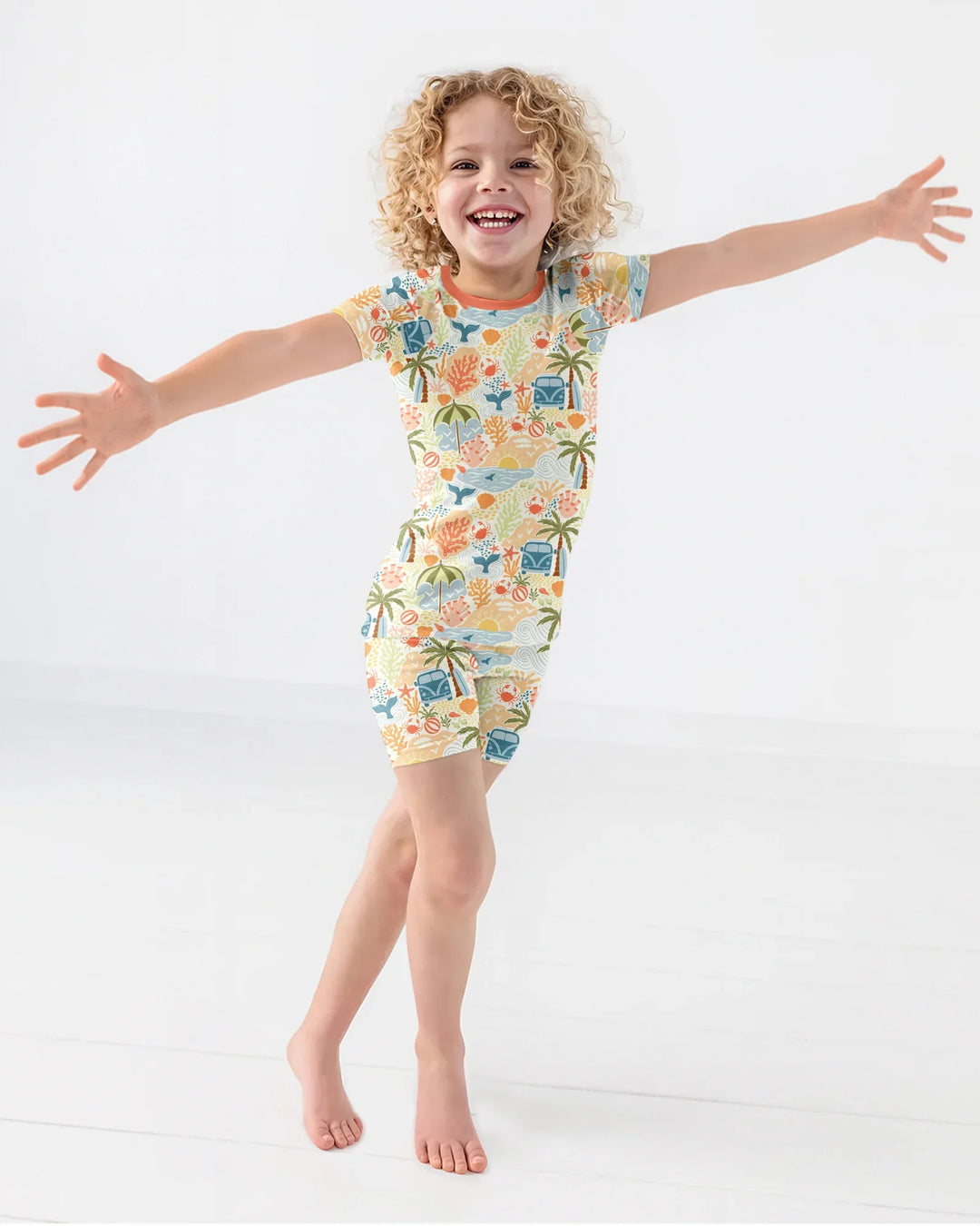 Beachy Boho Bamboo Two Piece Short Sleeve Shorts Pajama Set