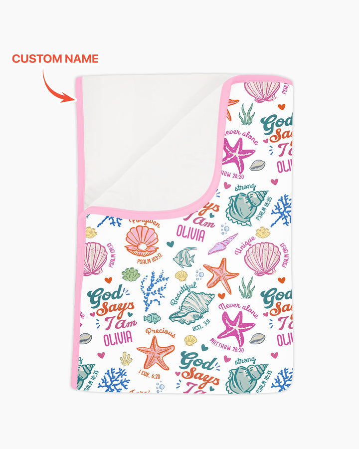 Coastal God Says I Am Custom Name Bamboo Blanket