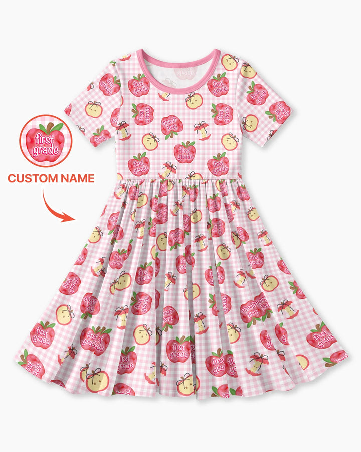 Custom School Grade Apple Days Bamboo Twirl Dress