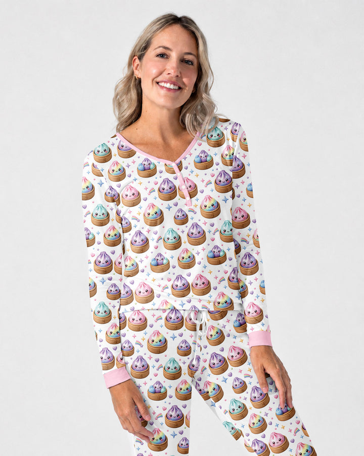 Cute Glitter Dumpling Bamboo Women Pajama Set