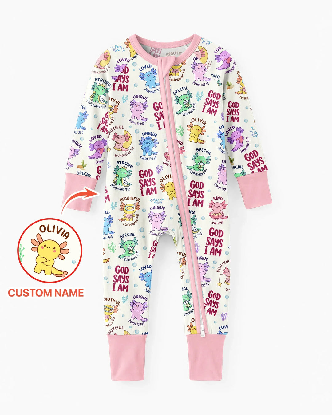 Axolotl God Says I Am Custom Name Bamboo Convertible Zippy